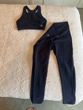Navy Racerback Sports Bra & High-Waist Leggings Set